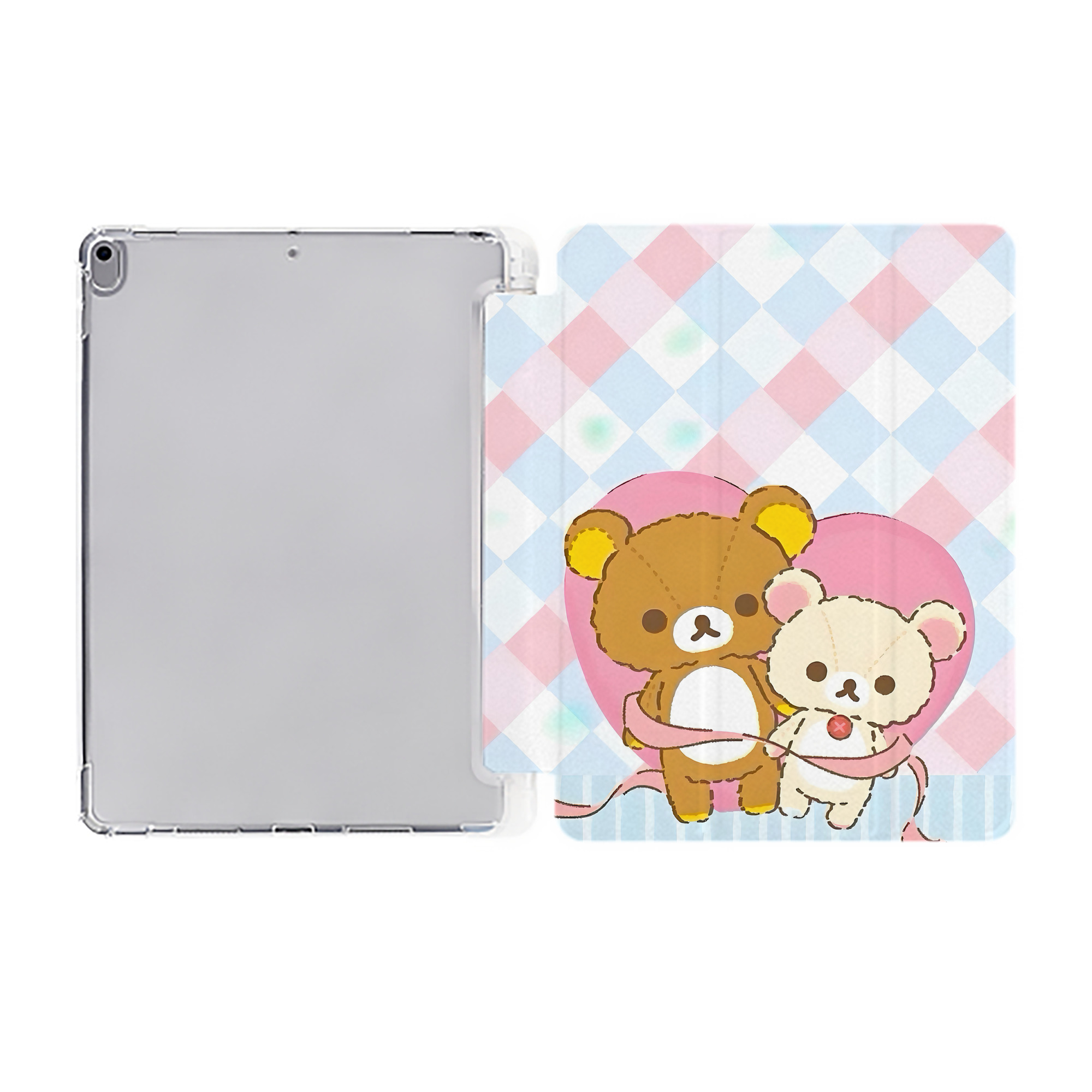 （画像用） リラックマ リラックマ キイロイトリ Rilakkuma Korilakkuma Kiiroitori IPad ケース ペン収納付き 三つ折りスタンド PUレザー×シリコン 対応機種9.5/10.5/10.9インチ